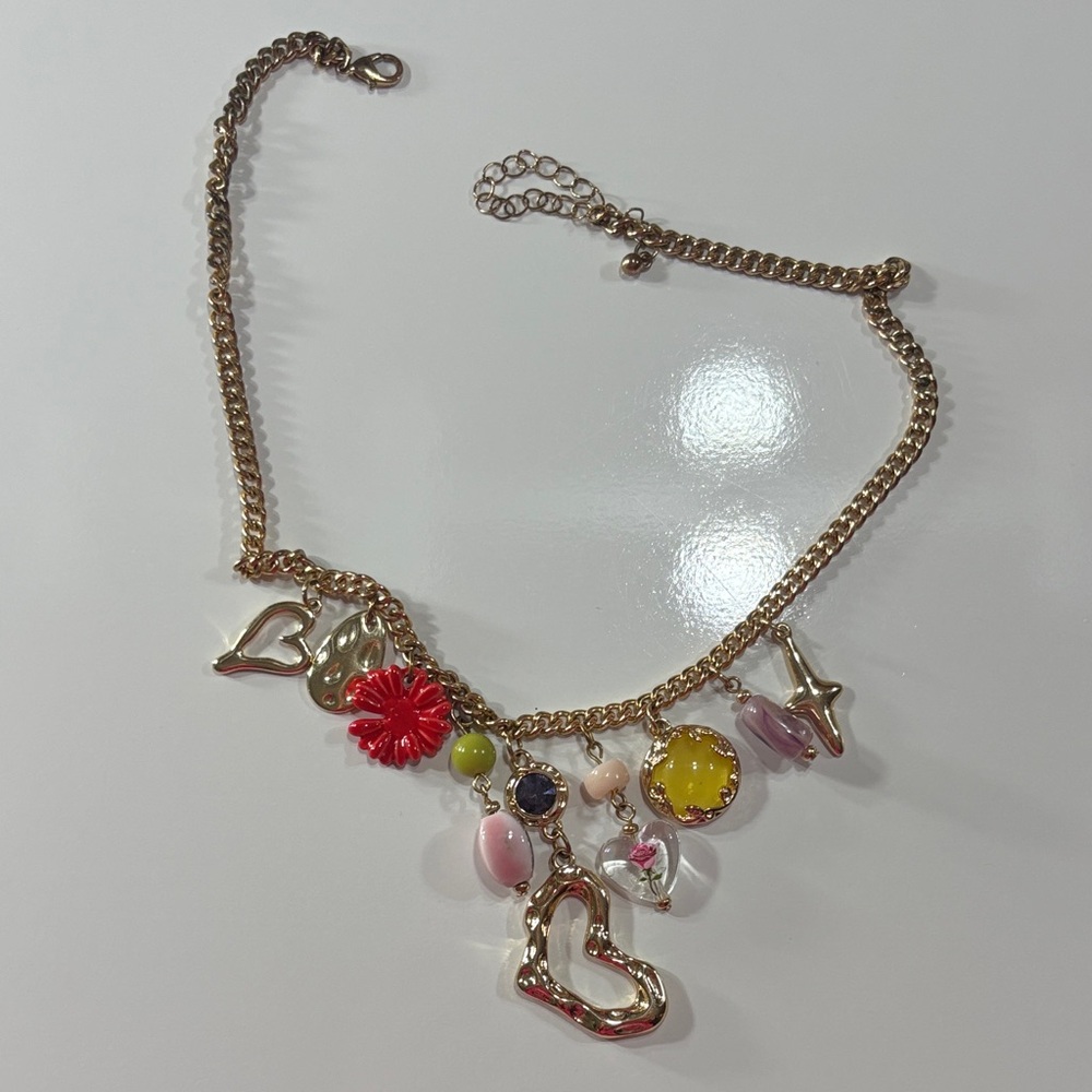 Princess Polly Gold Necklace with Colorful Charms